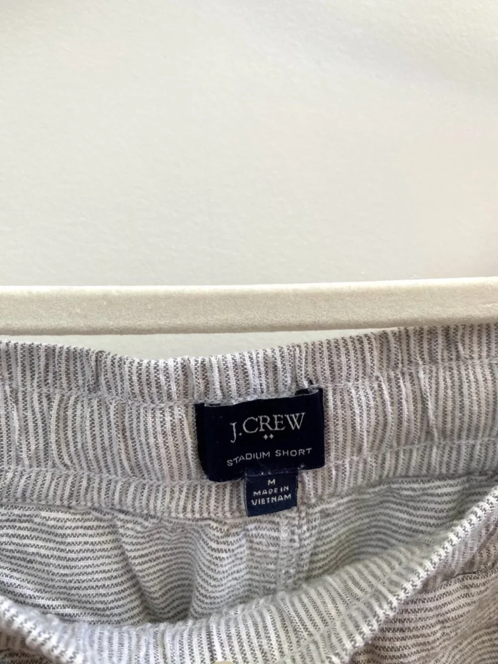 J. Crew Light Blue and White Striped Stadium Shorts - Size Medium